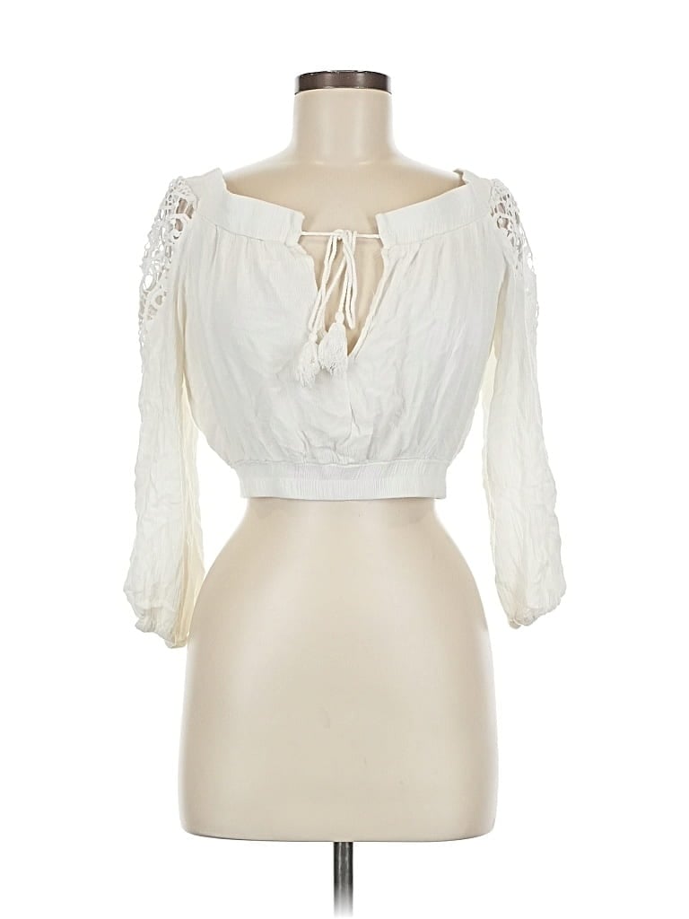 Pre-owned Here Comes The Sun 3/4 Sleeve Blouse In White