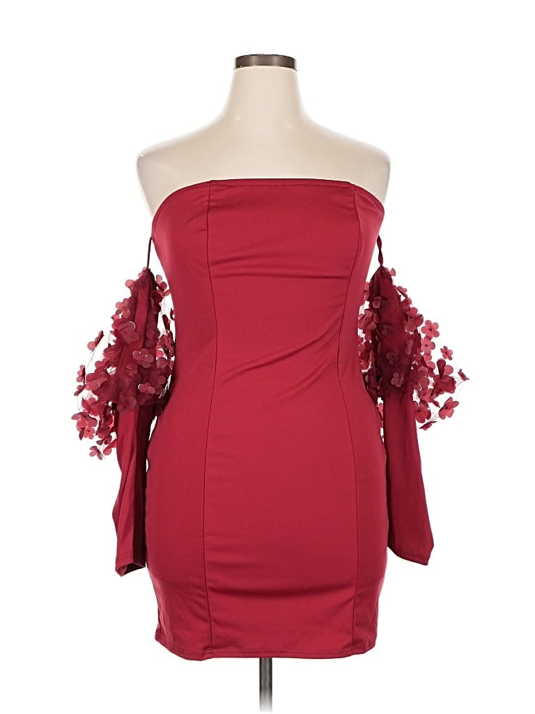 Pre-owned Shein Curve Cocktail Dress In Burgundy