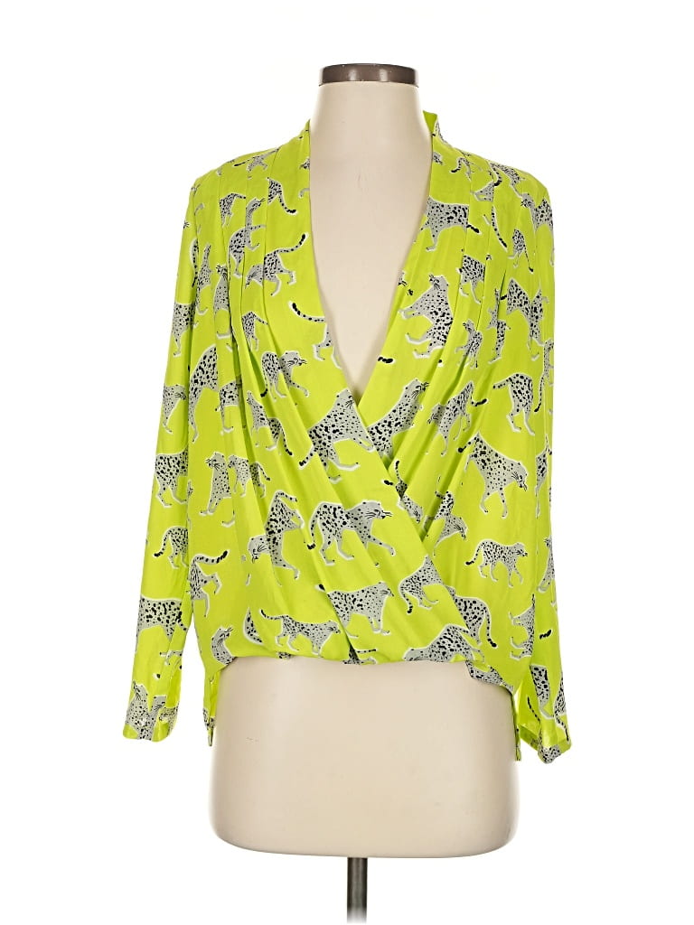 Pre-owned Ann Taylor Factory Long Sleeve Blouse In Green