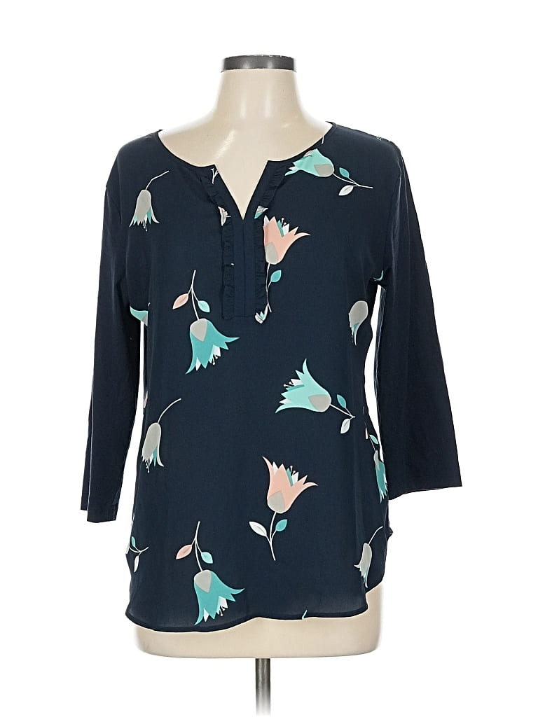 Pre-owned Van Heusen 3/4 Sleeve Blouse In Blue