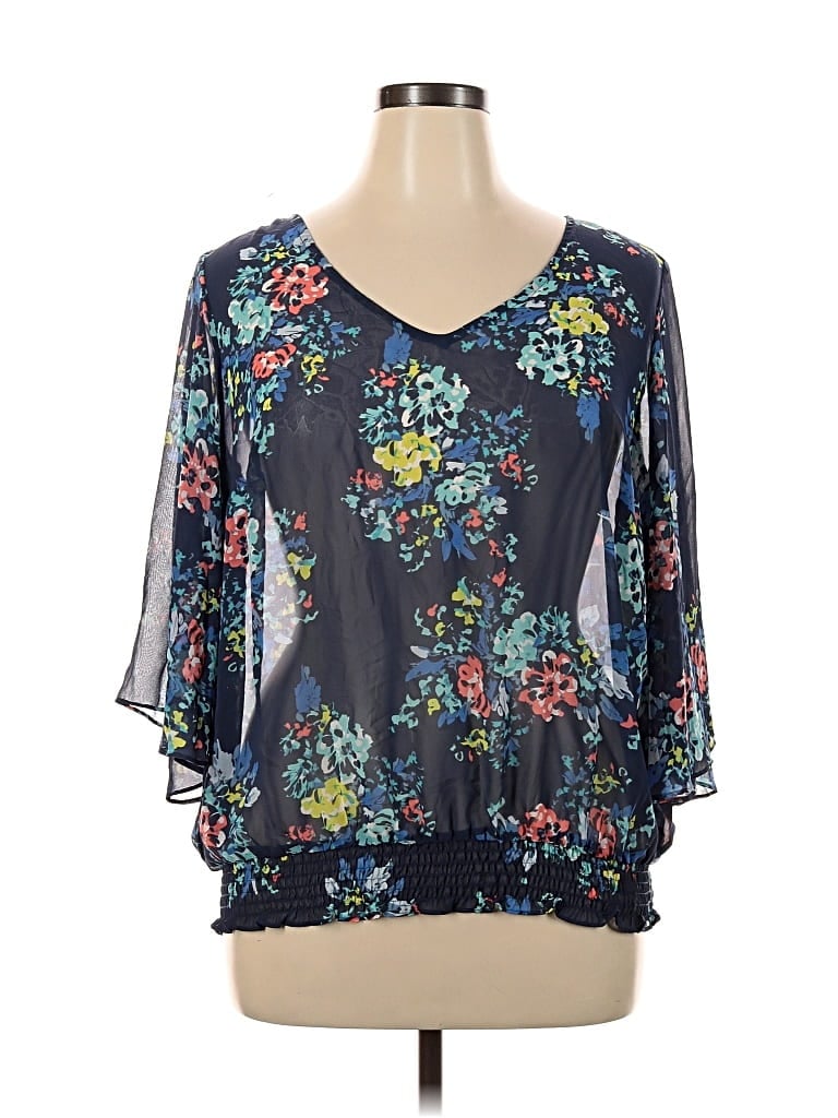 Pre-owned A.n.a. A New Approach 3/4 Sleeve Blouse In Blue