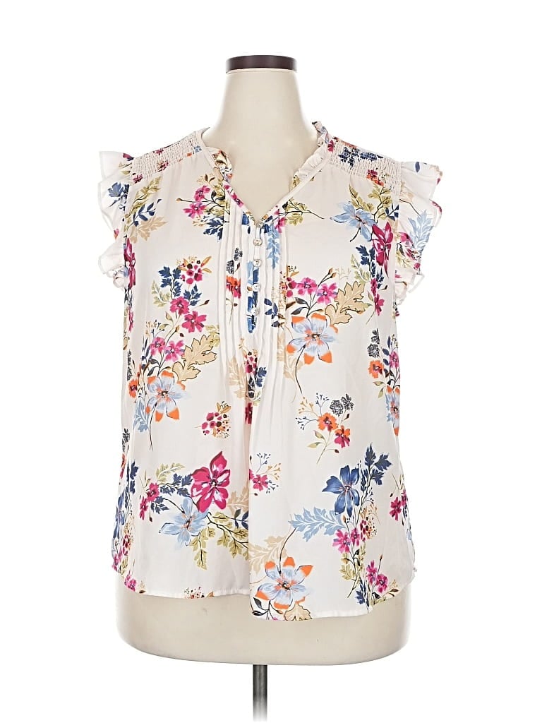 Pre-owned Daniel Rainn Sleeveless Blouse In White