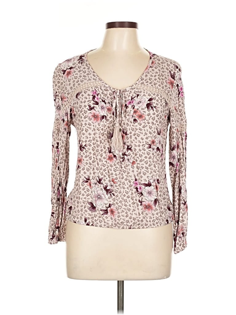 Pre-owned American Rag Cie Long Sleeve Blouse In White