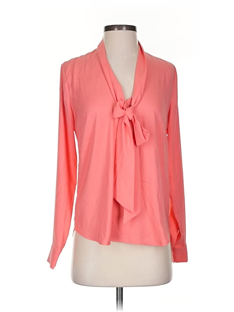 Pre-owned Ann Taylor Long Sleeve Blouse In Pink
