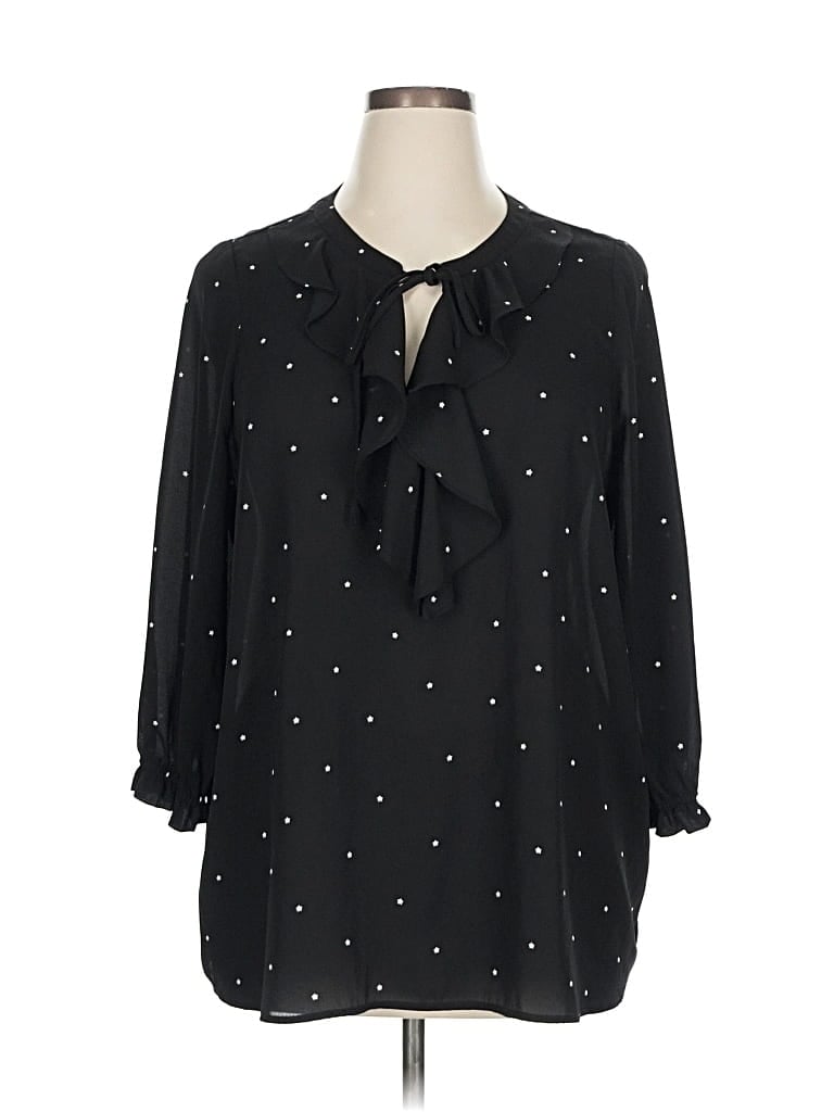 Pre-owned 19 Cooper 3/4 Sleeve Blouse In Black