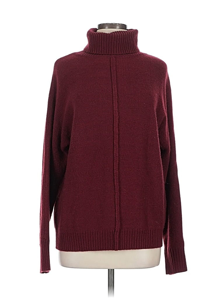 Pre-owned Unbranded Turtleneck Sweater In Burgundy