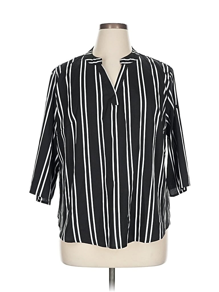 Pre-owned Shein Curve 3/4 Sleeve Blouse In Black