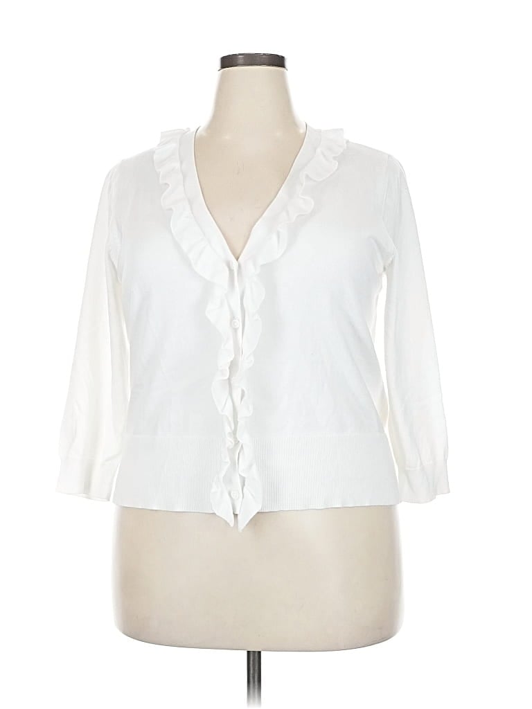 Pre-owned Ann Taylor Loft Cardigan Sweater In White