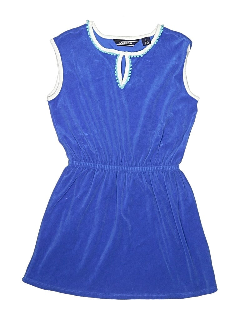 Pre-owned Lands' End Kids' Dress In Blue