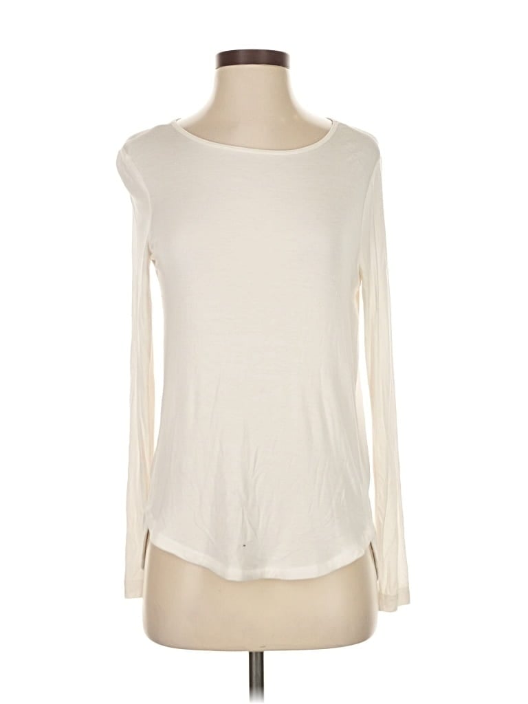 Pre-owned Ann Taylor Loft Long Sleeve T-shirt In White