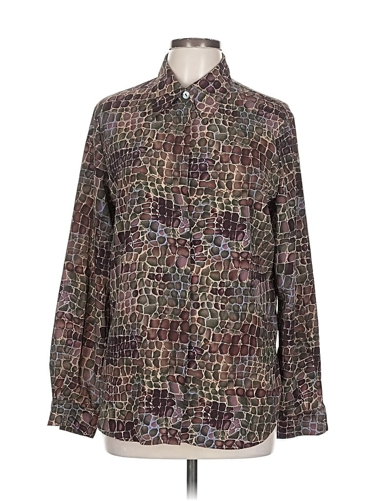 Pre-owned Dressbarn Long Sleeve Blouse In Brown