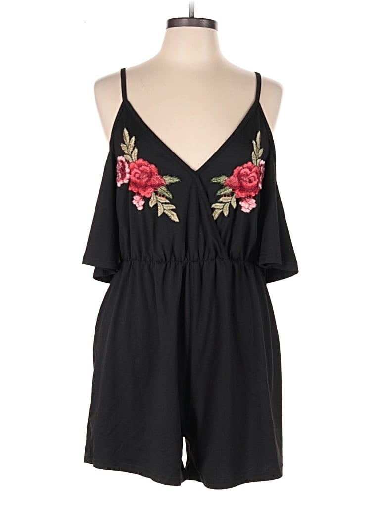 Pre-owned Shein Curve Romper In Black