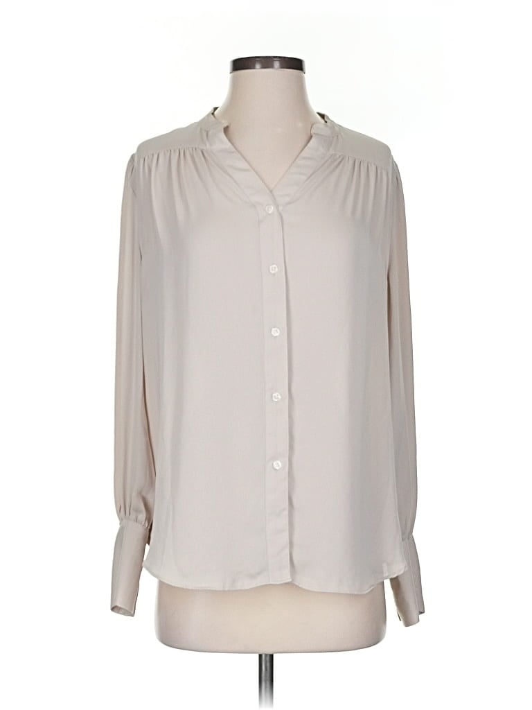 Pre-owned Ann Taylor Long Sleeve Blouse In White