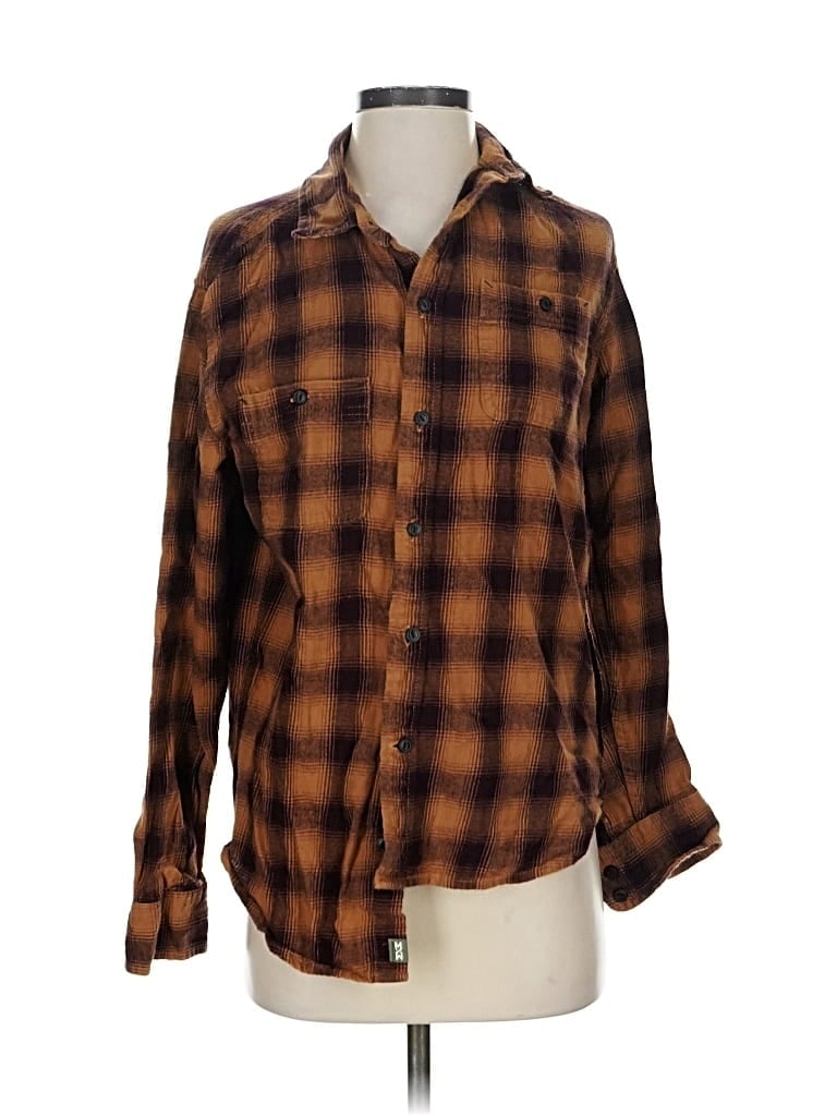 Pre-owned Mutual Weave Long Sleeve Button Down Shirt In Brown