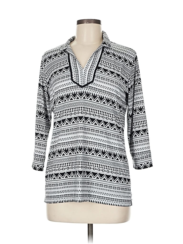 Pre-owned Sport Haley 3/4 Sleeve Blouse In Gray