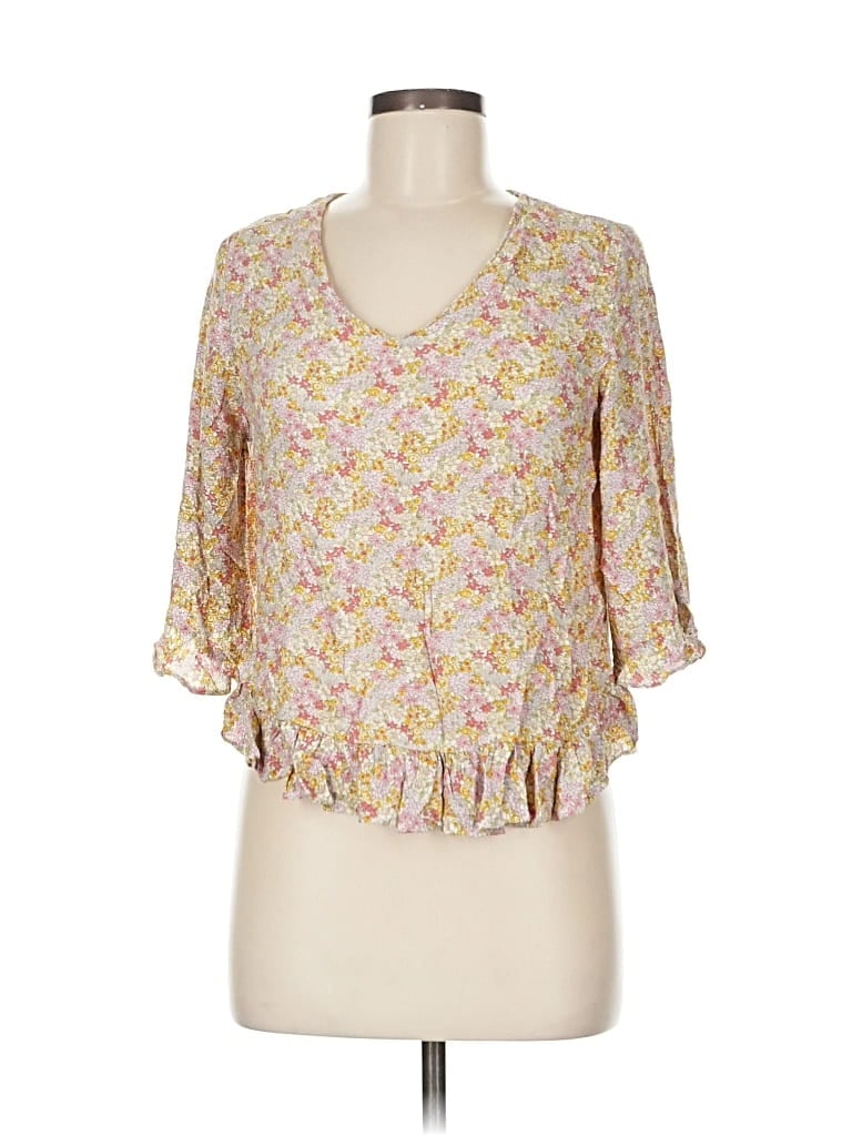 Pre-owned Cynthia Rowley Tjx 3/4 Sleeve T-shirt In Yellow