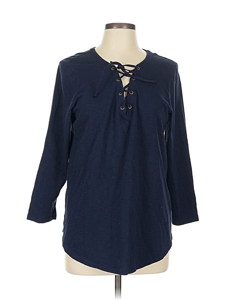 Pre-owned Old Navy Long Sleeve Henley Shirt In Blue