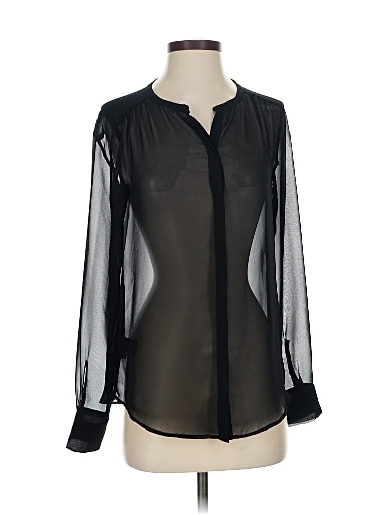 Pre-owned Ann Taylor Long Sleeve Blouse In Black