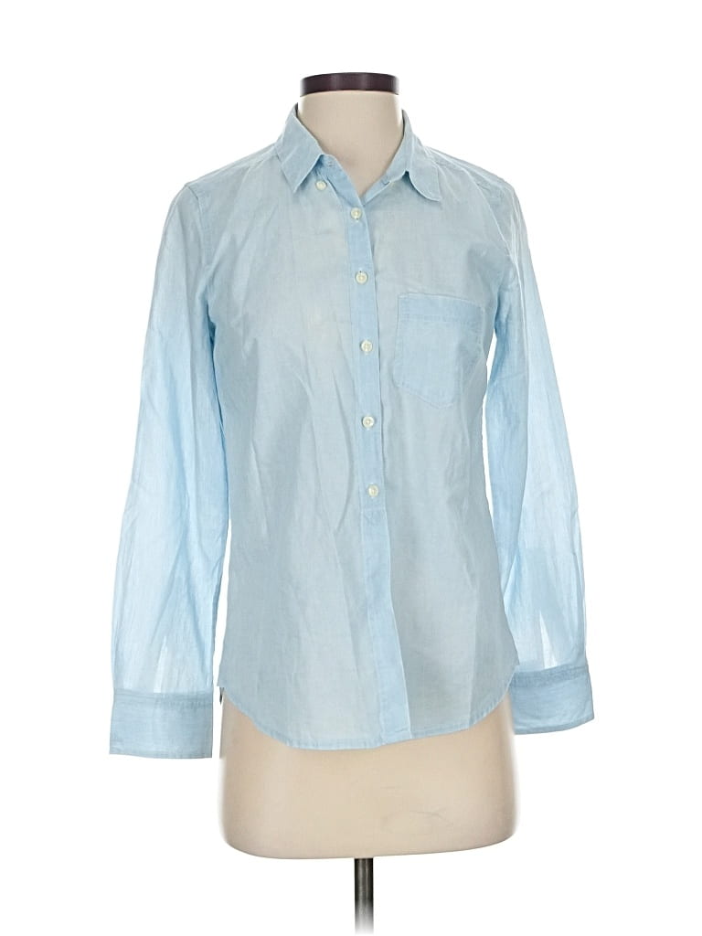 Pre-owned Gap 3/4 Sleeve Button Down Shirt In Blue