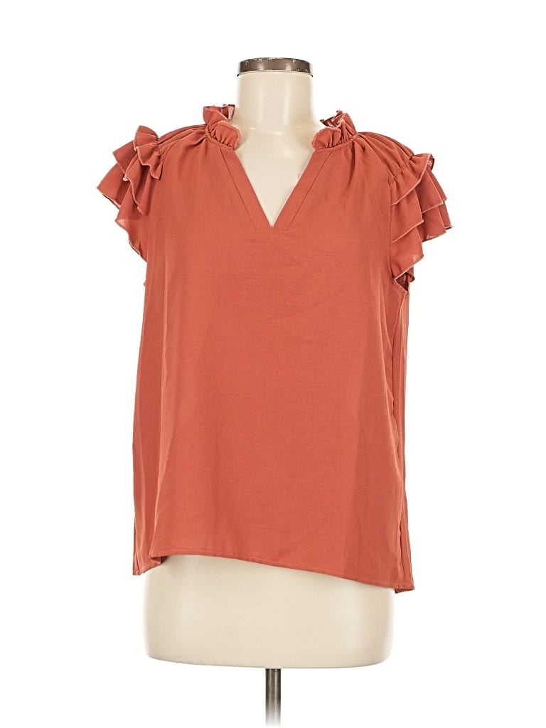 Pre-owned Unbranded Short Sleeve Blouse In Orange