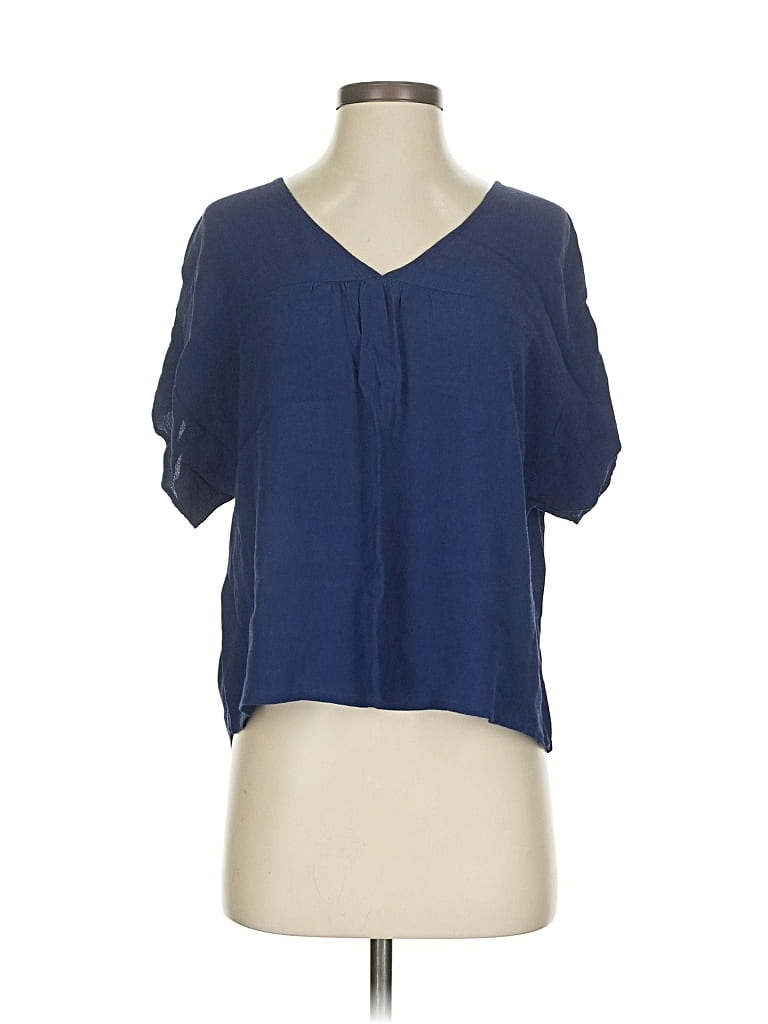 Pre-owned Madewell Short Sleeve Blouse In Blue