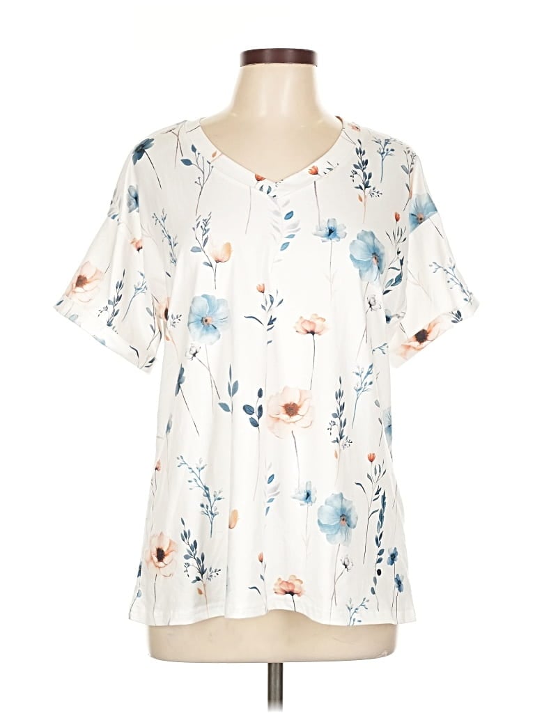 Pre-owned Unbranded Short Sleeve Blouse In White