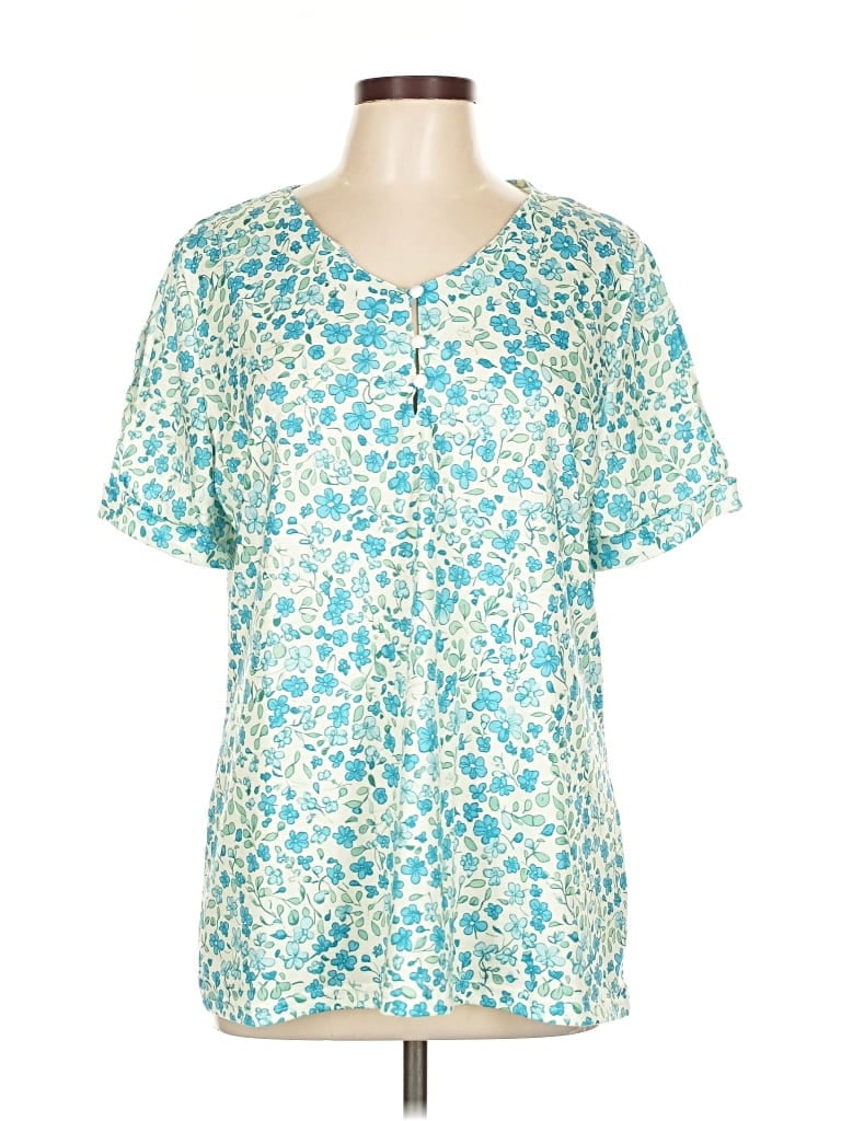Pre-owned Unbranded Short Sleeve Blouse In Blue