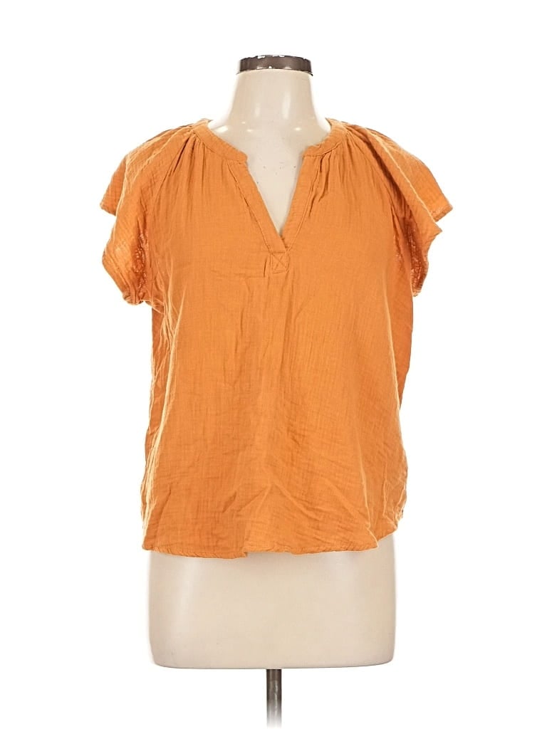 Pre-owned Universal Thread Short Sleeve Blouse In Orange