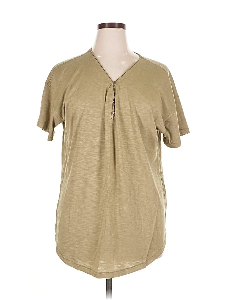 Pre-owned Knox Rose Short Sleeve Henley Shirt In Brown