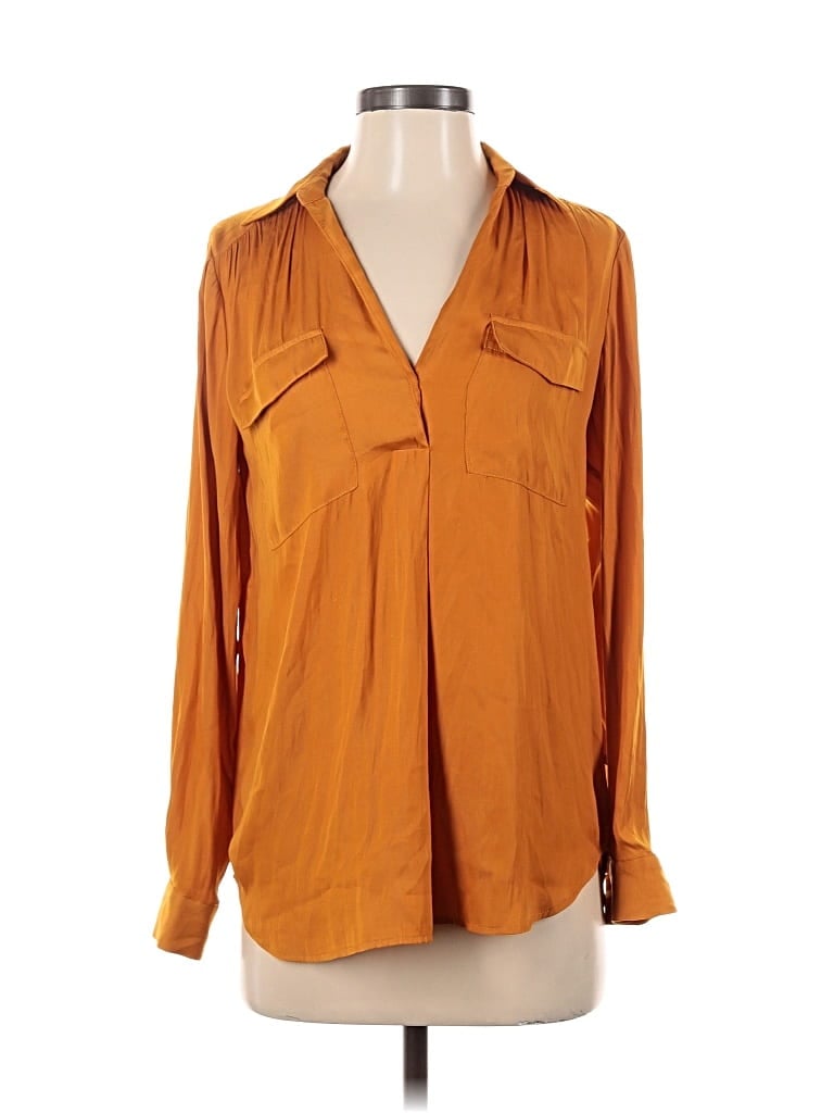 Pre-owned Ann Taylor Long Sleeve Blouse In Orange