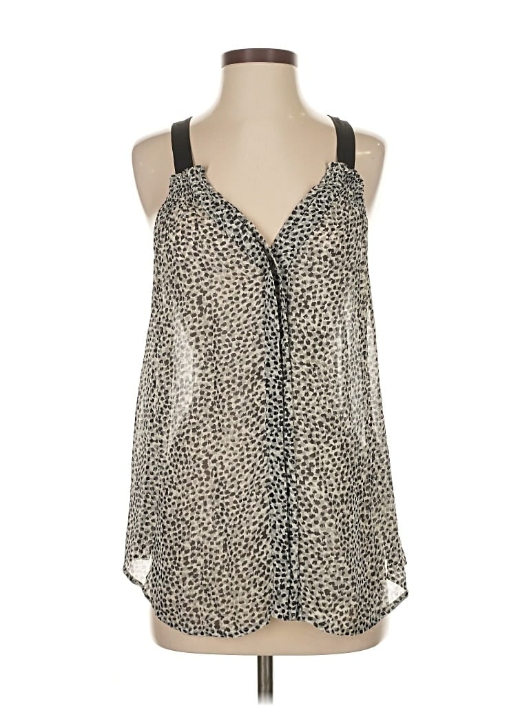 Pre-owned Joie Sleeveless Silk Top Silver Halter Neckline Tops