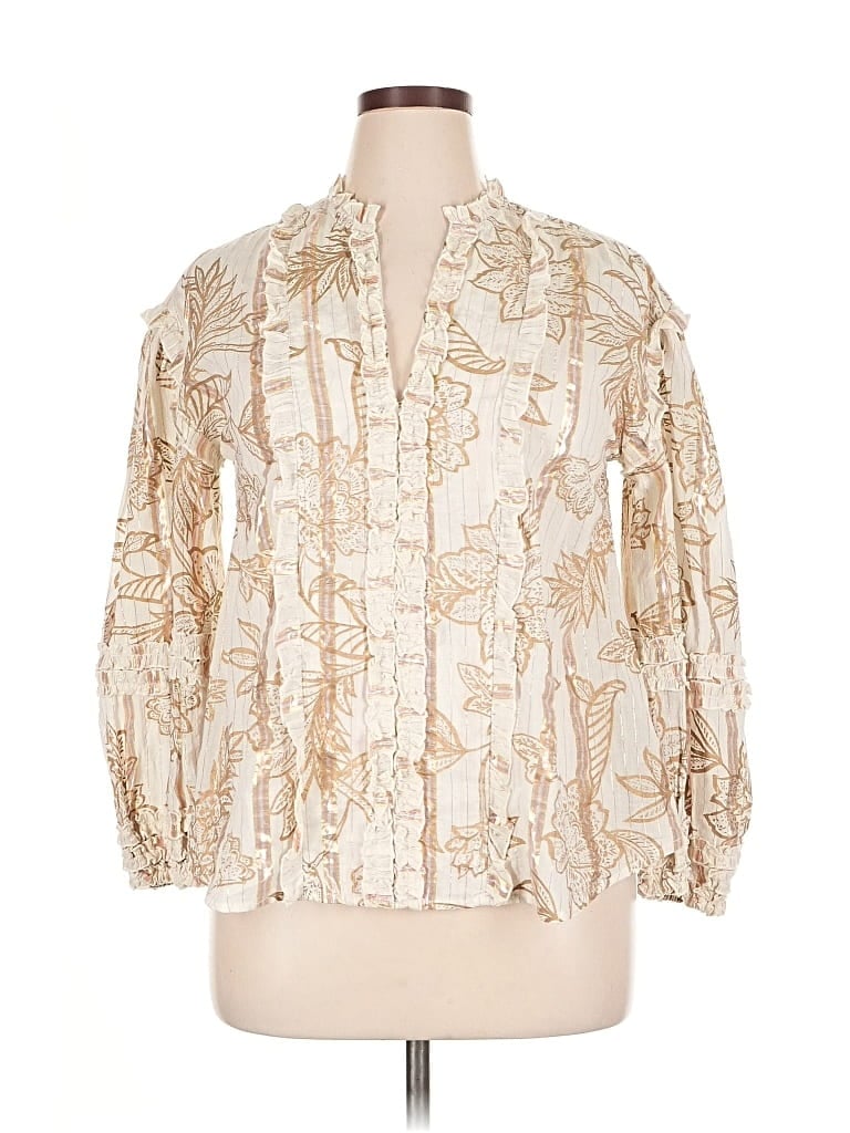 Pre-owned Miss June 3/4 Sleeve Button Down Shirt In White