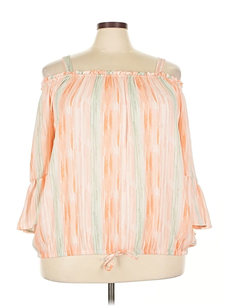 Pre-owned Absolutely Famous 3/4 Sleeve Blouse In Orange