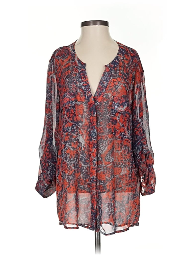 Pre-owned Collective Concepts 3/4 Sleeve Blouse In Red