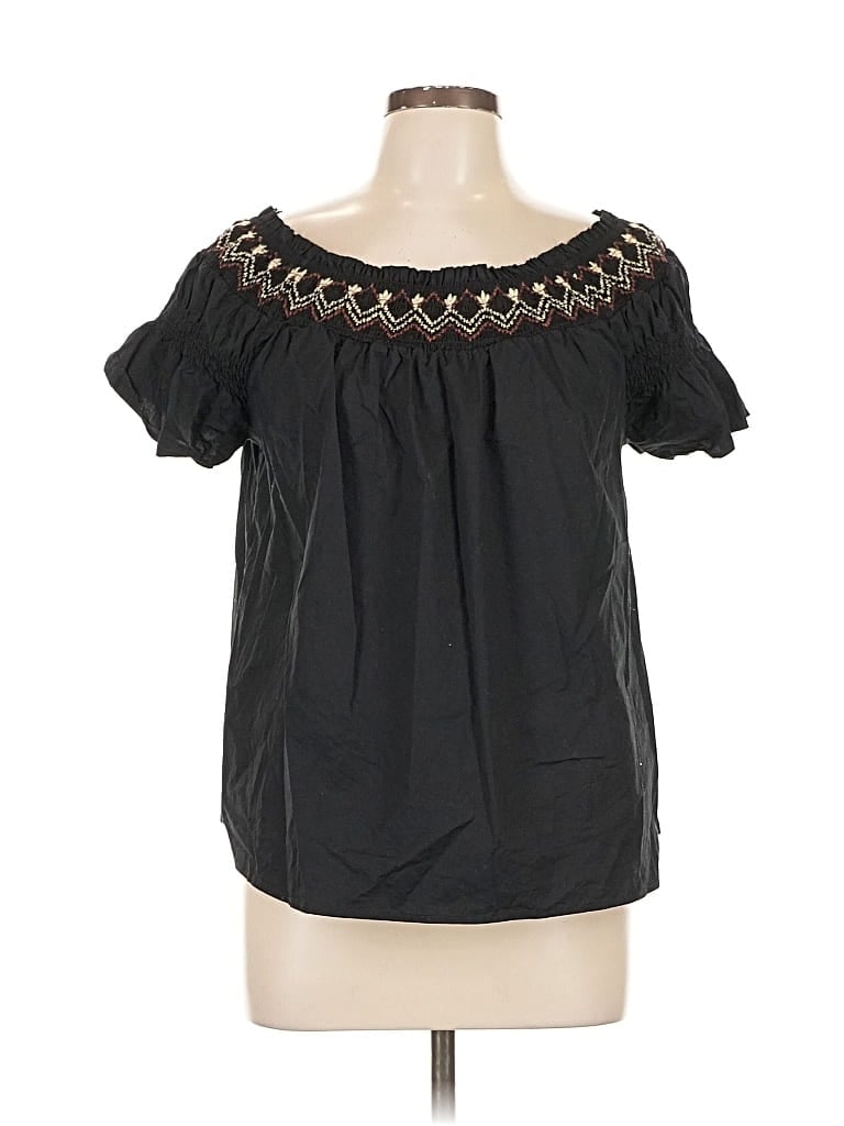 Pre-owned Old Navy Short Sleeve Blouse In Black