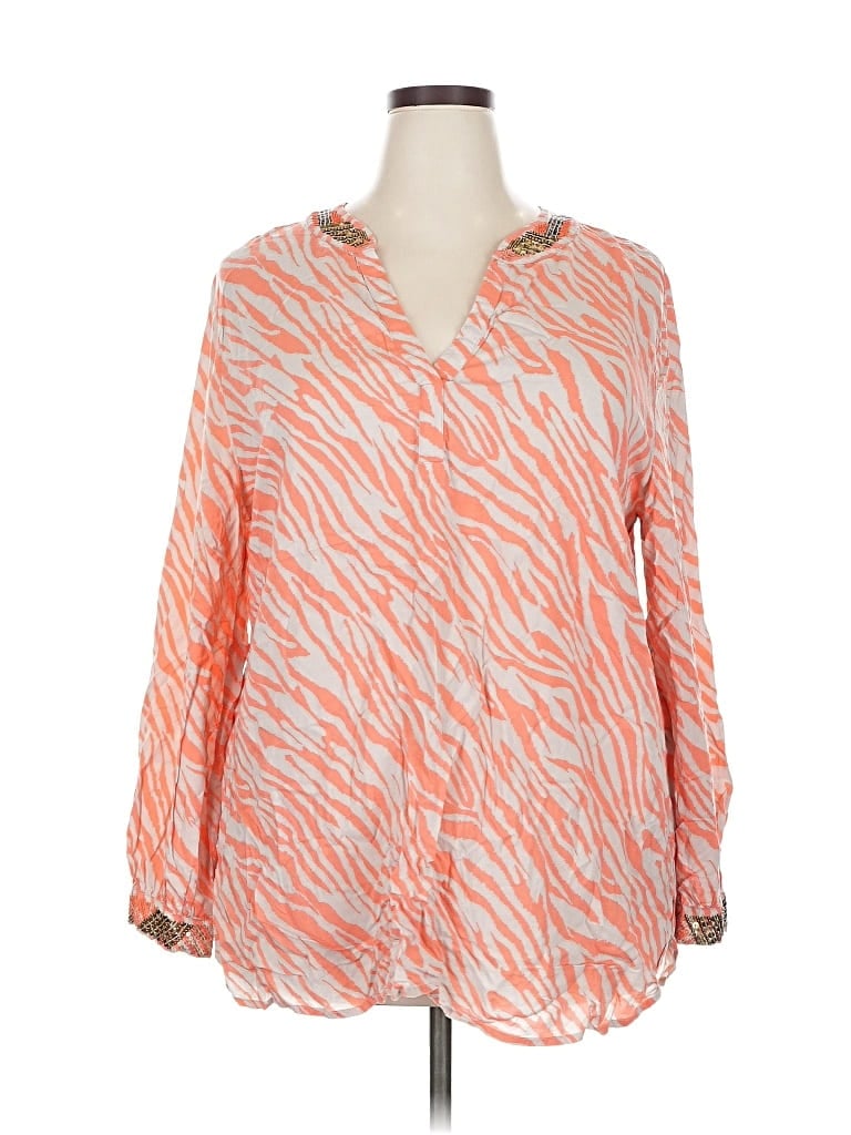 Pre-owned Chico's Long Sleeve Blouse In Orange