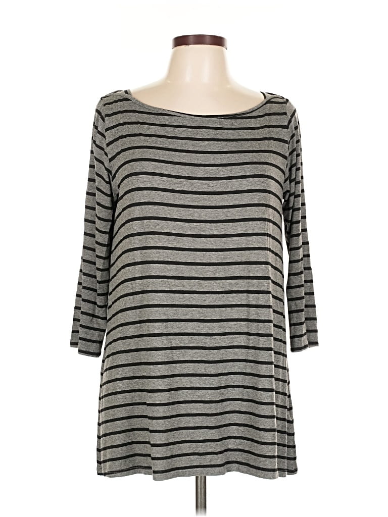 Pre-owned Ella Moss 3/4 Sleeve Top Gray Boatneck Tops