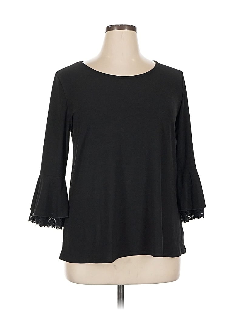 Pre-owned Love Scarlett 3/4 Sleeve Top Black Boatneck Tops