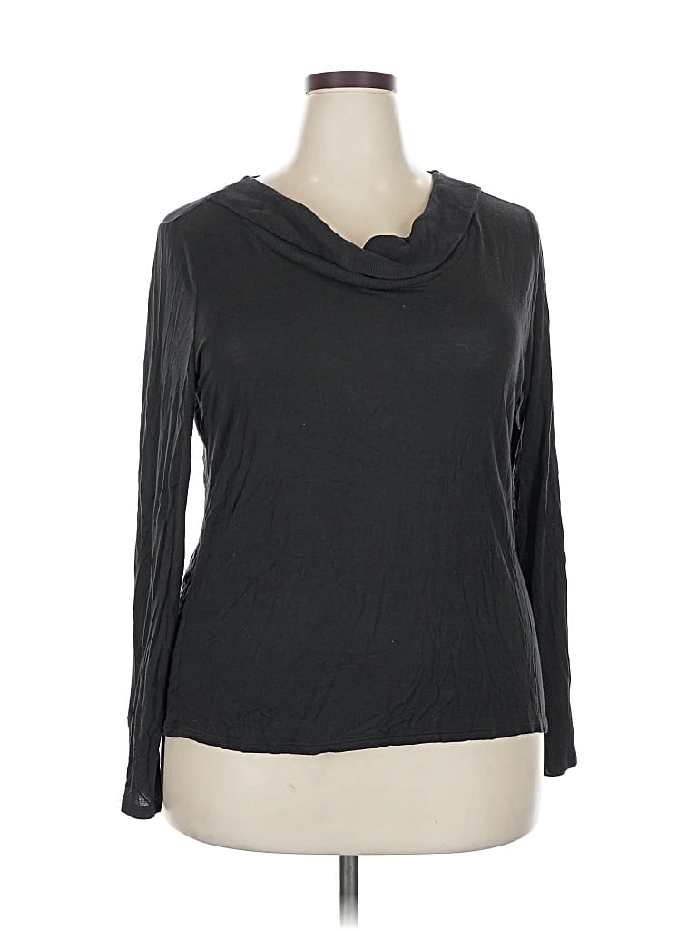 Pre-owned Jaclyn Smith Long Sleeve Top Black Cowl Neck Tops