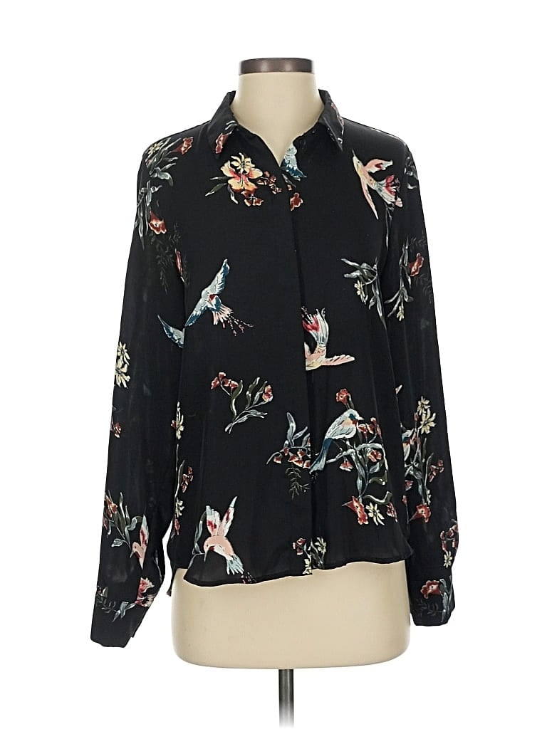 Pre-owned H&m Long Sleeve Blouse In Black