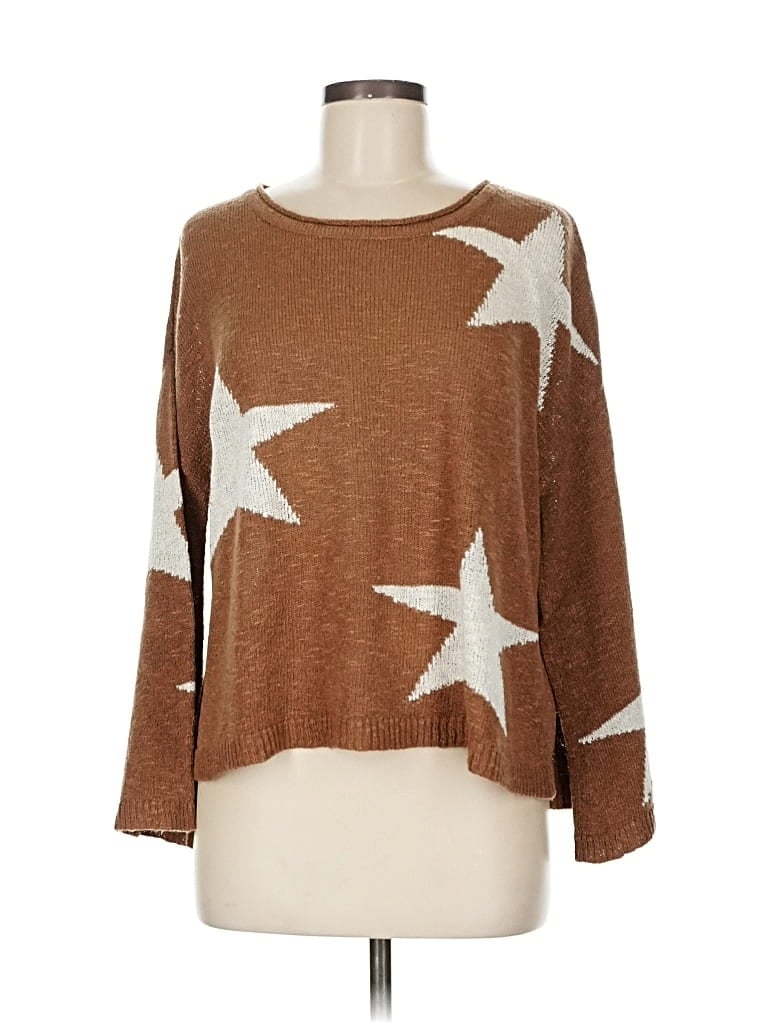 Pre-owned Fab'rik Long Sleeve Top Brown Boatneck Tops