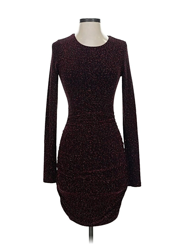 Pre-owned Lavender Brown Casual Dress In Burgundy