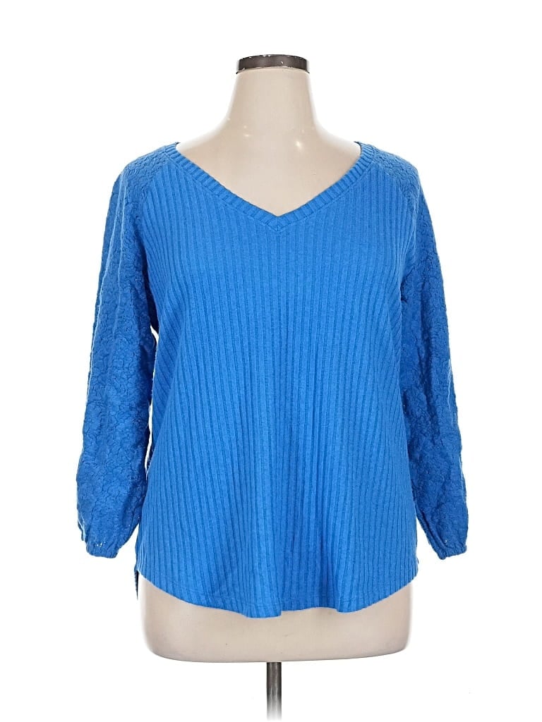 Pre-owned Cato 3/4 Sleeve Blouse In Blue