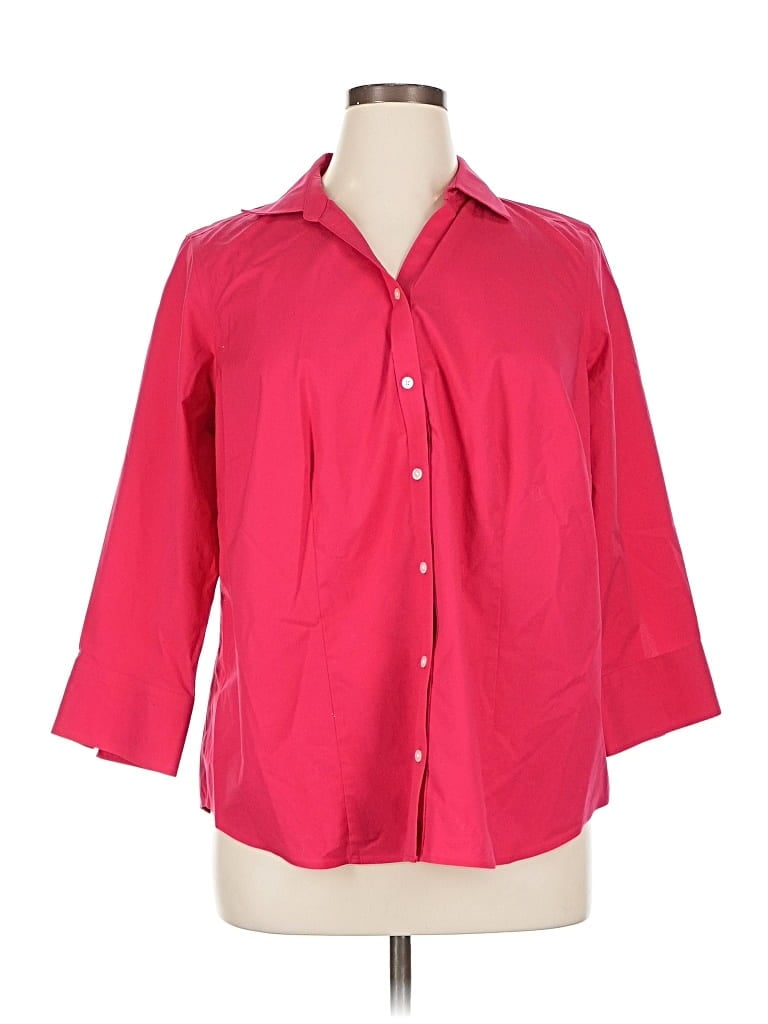 Pre-owned Talbots 3/4 Sleeve Button Down Shirt In Red