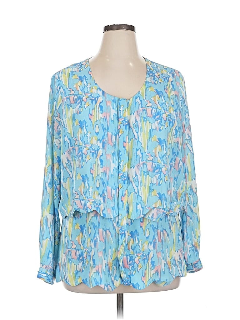 Pre-owned Ny Collection 3/4 Sleeve Blouse In Blue