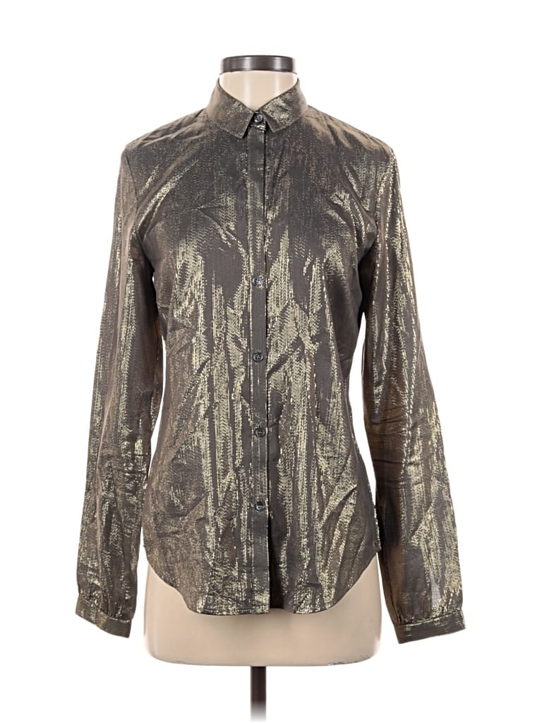 Pre-owned Elizabeth And James Long Sleeve Blouse In Silver