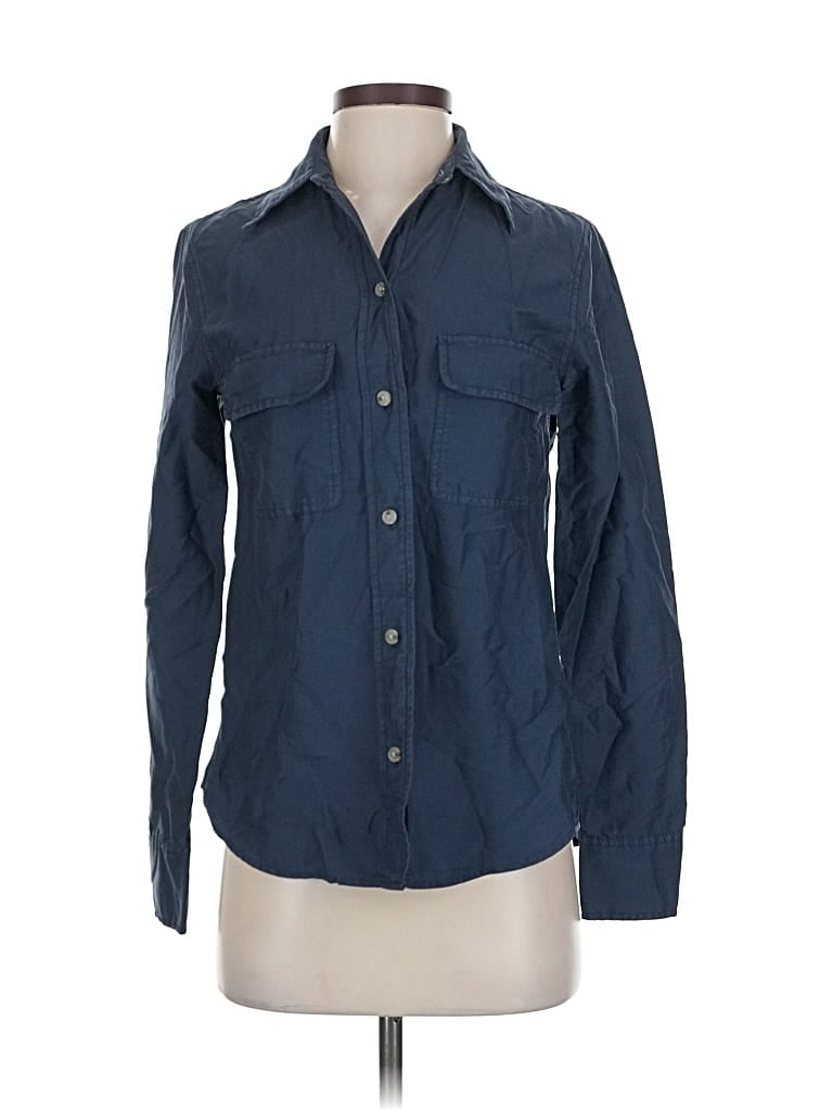 Vince Long Sleeve Button Down Shirt In Blue