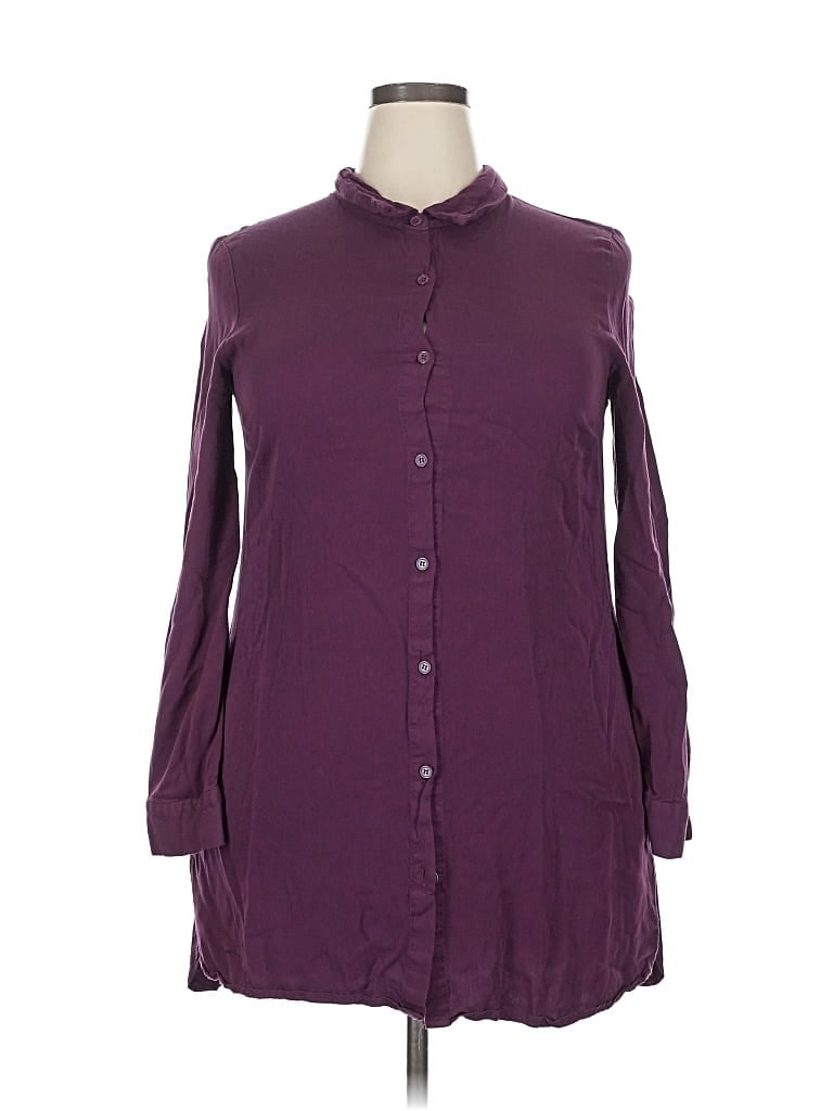 Pre-owned Just Fab Long Sleeve Blouse In Purple