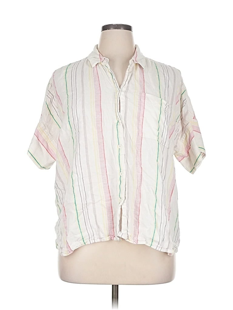 Pre-owned Madewell Short Sleeve Blouse In White