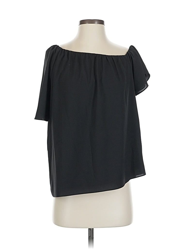 Pre-owned Cooper & Ella Short Sleeve Blouse In Black